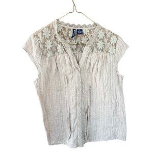 Architect Embroidered Lace Yoke Cottagecore Blouse | Size PL